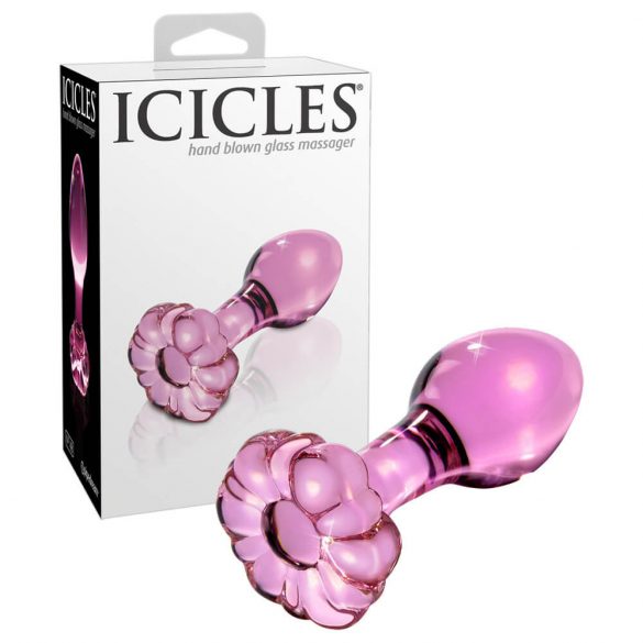 Icicles Nr. 48 - ziedu stikla anālais spraudnis (rozā) 