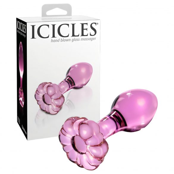 Icicles Nr. 48 - ziedu stikla anālais spraudnis (rozā) 