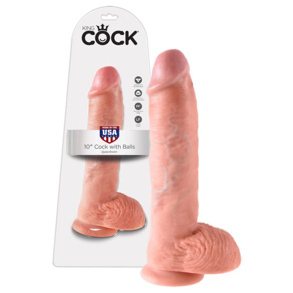 King Cock 10 sēklinieku liels dildo (25 cm) - naturāls 