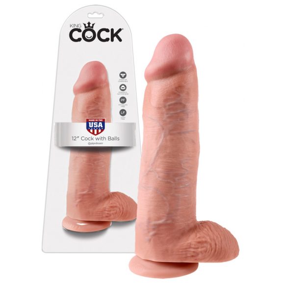 King Cock 12 ar oliem lielais dildo (30 cm) - dabīgs 