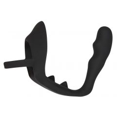   Black Velvet - viļņveida anālais dildo ar dzimumlocekļa un sēklinieku gredzeniem (melns)