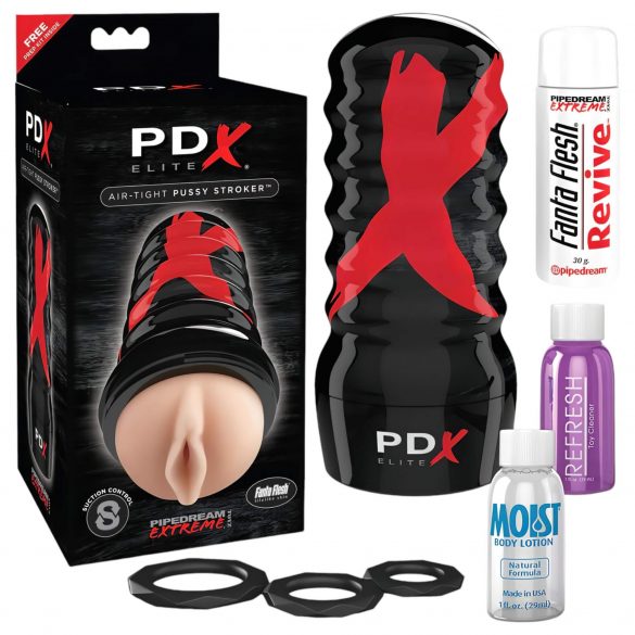 PDX Elite Air-Tight Pussy - manuālā sūknēšanas mākslīgā vulva (dabīga) 