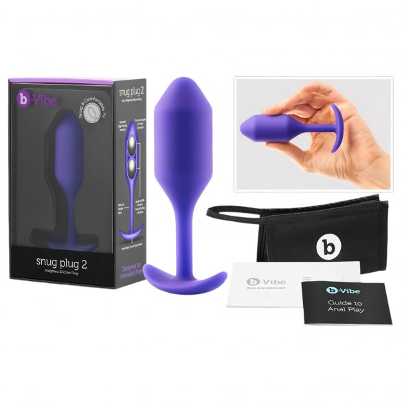 b-vibe Snug Plug 2 - divkāršā lodīšu anālais dildo (114g) - violets 