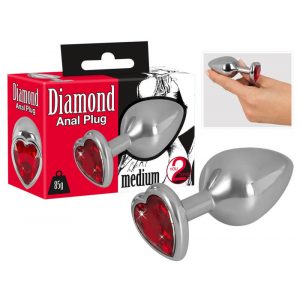You2Toys - Diamond - 85g alumīnija anālais dildo (sudrabs-sarkans)