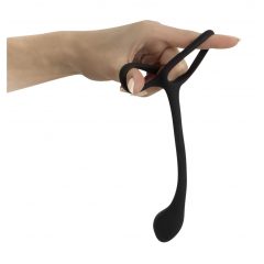   Black Velvet - plāns anālais dildo ar dzimumlocekļa un sēklinieku gredzenu (melns)