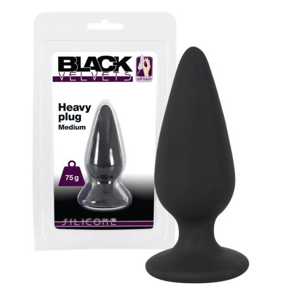 Melnais samts Heavy - 75 g anālais dildo (melns) 