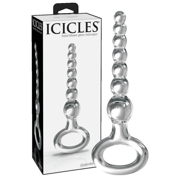 Icicles No. 67 - sfäärilise klaasist dildoga käepideme rõngaga (läbipaistev)""