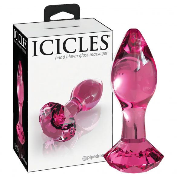 Icicles Nr. 79 - konusa stikla anālais dildo (rozā) 