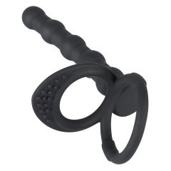   Black Velvet - sēklinieku un dzimumlocekļa gredzens ar anālais dildo (melns)