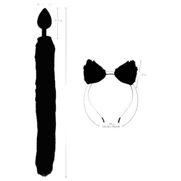 Bad Kitty - kassifari kassikarvade anaaltappide komplekt - must (2-osaline)