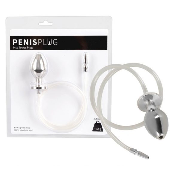 Piss to Ass Plug - dobs tērauda anālais dildo ar urīnceļu paplašinātāju 