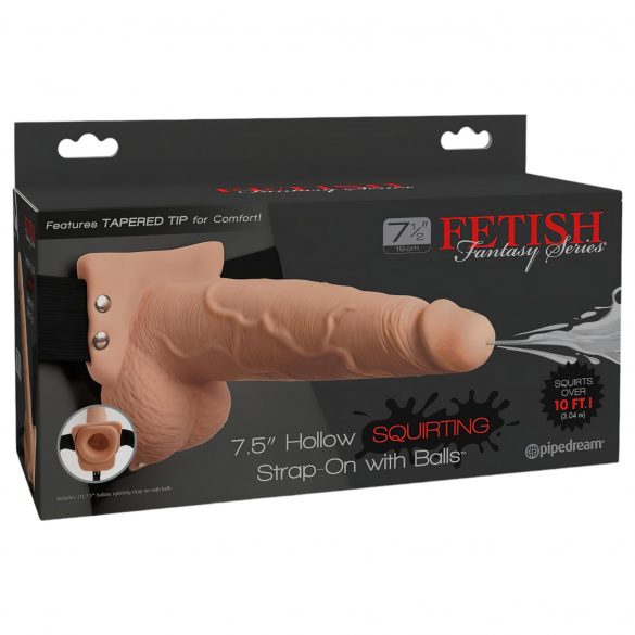 Fetish Strap-On 7,5 - piestiprināms, dobjš, šļācējs dildo (dabīga krāsa) 