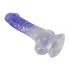 Kristāla Dzidrs - ar kātu sēklinieku dildo - 19,5 cm (caurspīdīgi-violets) 