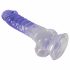 Kristāla Dzidrs - ar kātu sēklinieku dildo - 19,5 cm (caurspīdīgi-violets) 