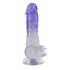 Kristāla Dzidrs - ar kātu sēklinieku dildo - 19,5 cm (caurspīdīgi-violets) 