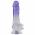 Kristāla Dzidrs - ar kātu sēklinieku dildo - 19,5 cm (caurspīdīgi-violets) 