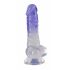 Kristāla Dzidrs - ar kātu sēklinieku dildo - 19,5 cm (caurspīdīgi-violets) 