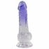 Kristāla Dzidrs - ar kātu sēklinieku dildo - 19,5 cm (caurspīdīgi-violets) 