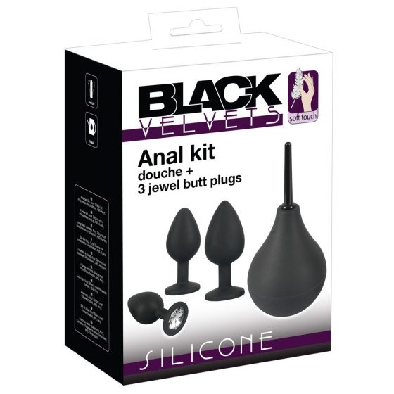 Black Velvet - anālais dildo komplekts (4 daļas) - melns