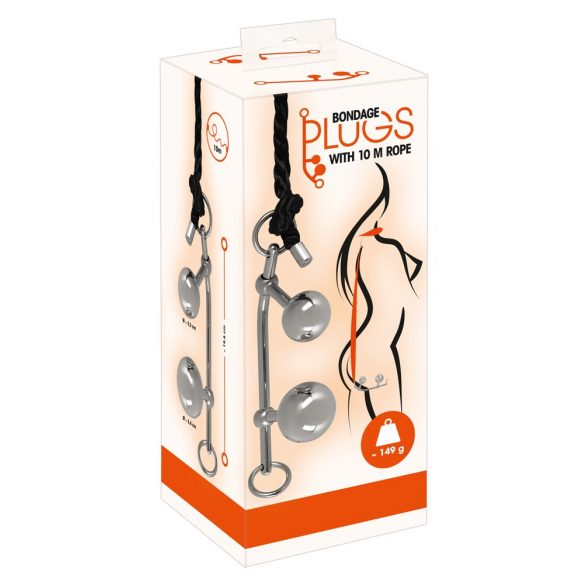 You2Toys Bondage Plugs - metāla izplešanās bumbiņas (149g) - sudraba 