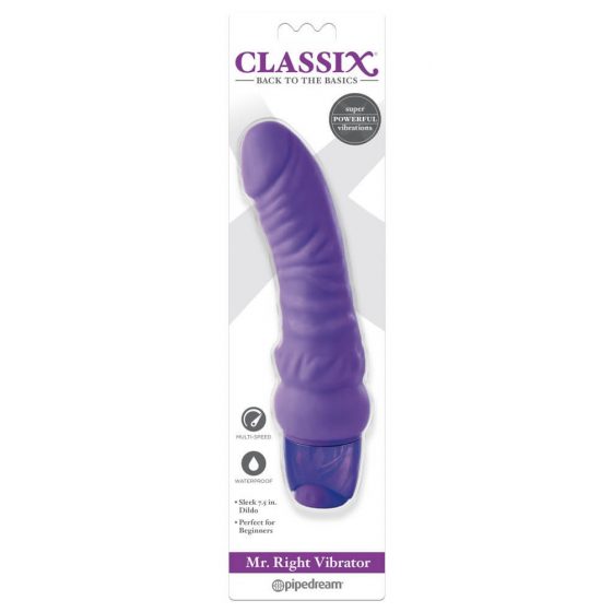 Classix Mr. Right - Sākuma, silikona vibrators ar dzimumlocekļa formu (Violets)