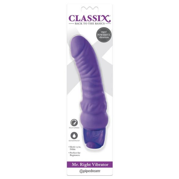 Classix Mr. Right - iesācējs, silikona vibrators ar dzimumlocekli (violets) 