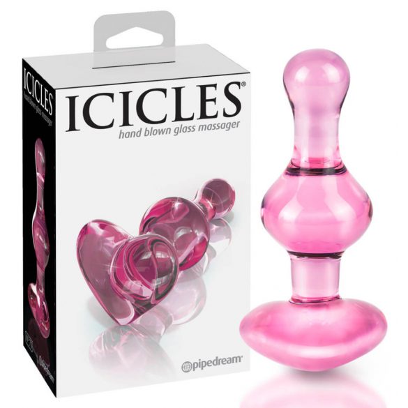 Icicles No. 75 - sirds formas, stikla anālais dildo (rozā) 