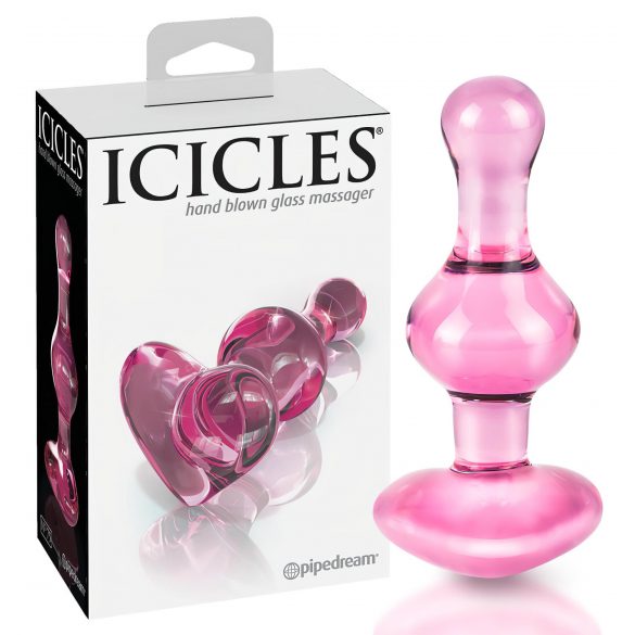 Icicles No. 75 - sirds formas, stikla anālais dildo (rozā) 