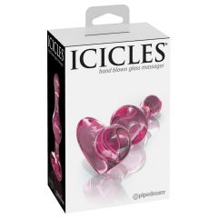 Icicles Nr. 75 - sirds formas, stikla anālais dildo (rozā)