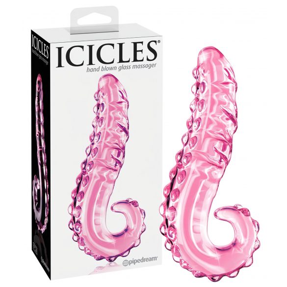 Icicles Nr. 24 - rievota stikla dildo (rozā) 