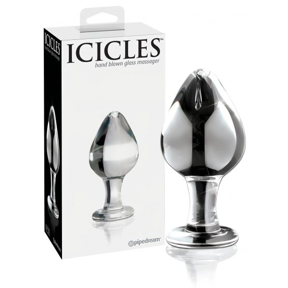 Icicles No. 25 - koniska, stikla anālā dildo (caurspīdīga) 