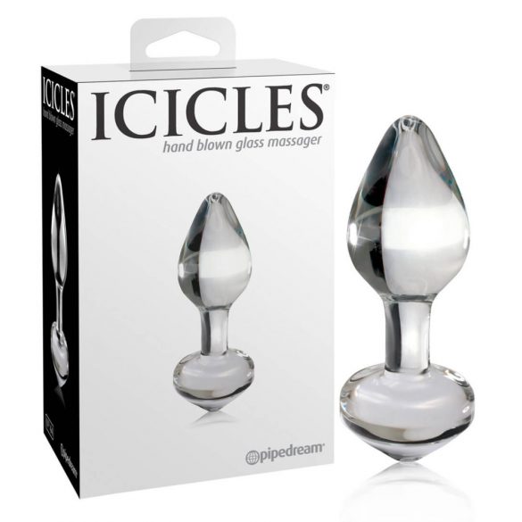 Icicles No. 44 - konusveida stikla anālais dildo (caurspīdīgs) 