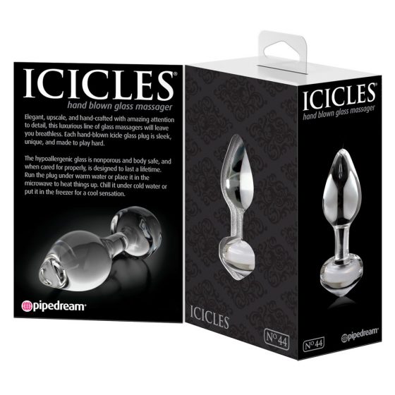 Icicles No. 44 - kooniline klaasist anaaldildo (läbipaistev)