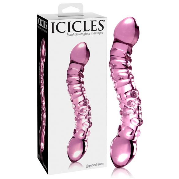 Icicles Nr. 55 - divpusējs G punkta stikla dildo (rozā) 