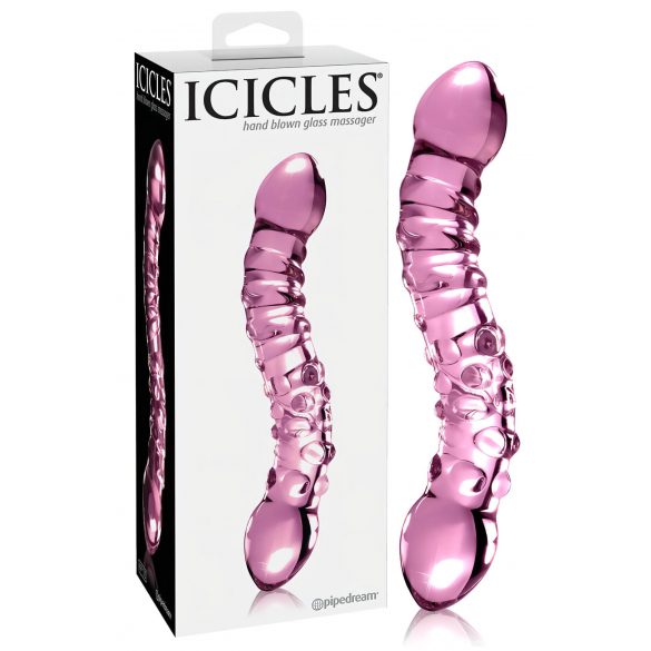 "Icicles No. 55 - divpusējs, G-punkta stikla dildo (rozā)"