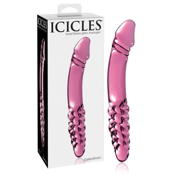 Icicles No. 57 - fallossveida divgala stikla dildo (rozā) 