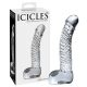 Icicles No. 61 - caurspīdīgs stikla dildo ar sēkliniekiem un dzimumlocekli 