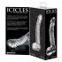 Icicles No. 61 - caurspīdīgs stikla dildo ar sēkliniekiem un dzimumlocekli 