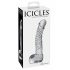 Icicles No. 61 - caurspīdīgs stikla dildo ar sēkliniekiem un dzimumlocekli 