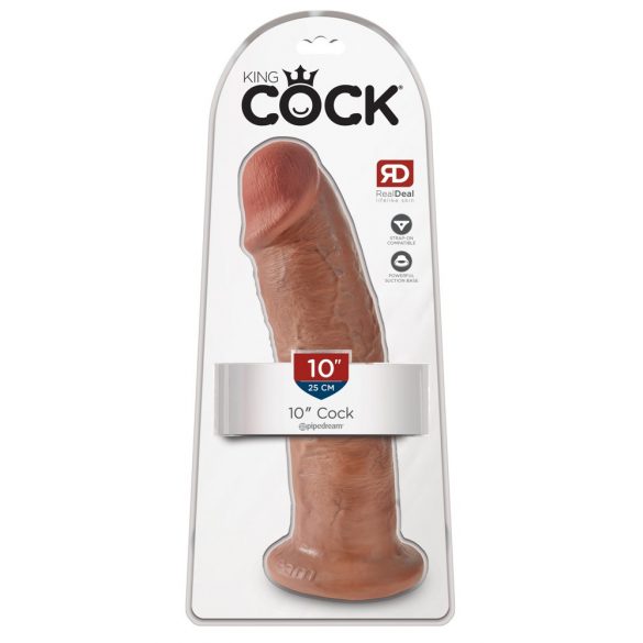 King Cock 10 - liels piesūcekņa dildo (25 cm) - tumši dabīgs 