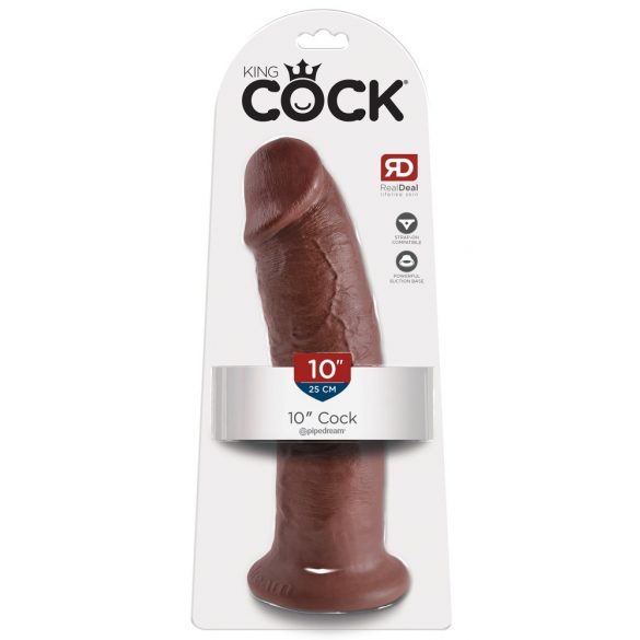 King Cock 10 - liela piesūcekņu dildo (25cm) - brūna 