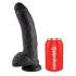 King Cock 9 - liels piesūcekņa dzimumloceklis ar sēklotņiem (23cm) - melns 