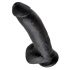 King Cock 9 - liels piesūcekņa dzimumloceklis ar sēklotņiem (23cm) - melns 