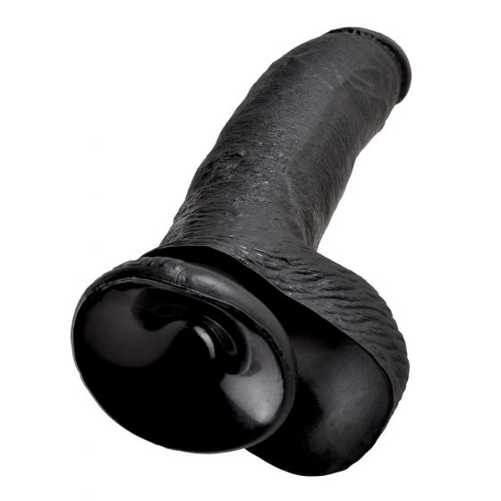 King Cock 9 - liela piesūcekņa pamatne, šķembu dildo (23 cm) - melns