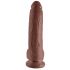 King Cock 9 - liels piesūceknis dildo ar sēkliniekiem (23 cm) - brūns 