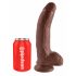 King Cock 9 - liels piesūceknis dildo ar sēkliniekiem (23 cm) - brūns 