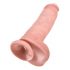 King Cock 11 - liels piesūcekņa, sēklinieku dildo (28cm) - dabīgs 