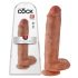 King Cock 11 - liels piesūceknis, ar sēkliniekiem dildo (28 cm) - tumšs dabīgs 