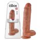 King Cock 11 - piesūceknis, ar sēkliniekiem dildo (28 cm) - tumšs naturāls