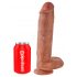 King Cock 11 - liels piesūceknis, ar sēkliniekiem dildo (28 cm) - tumšs dabīgs 